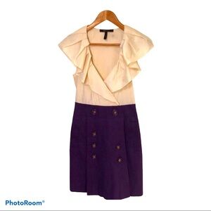 BCBGMaxAzria | Violet and Cream Colour Block Dress